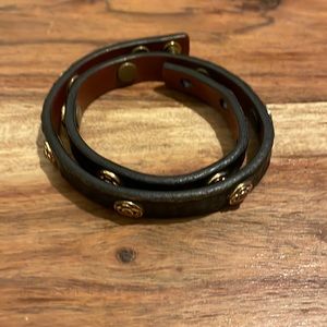 Unisex leather bracelet/min leather pouch set and faux leather bracelet